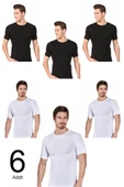 Berrak 6 Lı Paket Erkek Elestan Sıfır Yaka Kısa Kol Badi Tişört 1024 - 3