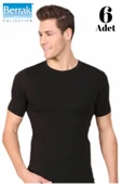 Berrak 6 Lı Paket Erkek Elestan Sıfır Yaka Kısa Kol Badi Tişört 1024 - 1