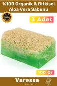 Premium Seri %100 Organik Bitkisel Cilt Orijinal Nemlendirici Kabak Lifi Vegan 3'lü Aloe Vera Sabunu - 1