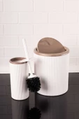 Lüks Mermer Desenli Çizgili Banyo Seti - 5li Banyo Set Beyaz - 2