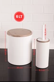 Lüks Mermer Desenli Çizgili Banyo Seti - 5li Banyo Set Beyaz - 5