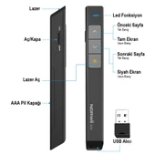 Ayt Knorvay n26 2.4 Ghz Kablosuz Profesyonel Sunum Kumandası 100 Metre Toplantı Okul Projeksiyon Kumandası thumbnail 9