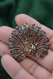 STONEAGE Broş Yaka İğnesi Tavuskuşu Zirkon Taşlı - 3