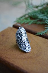 STONEAGE Bayan Antik Gümüş Bohem Yüzük Ayarlanabilir thumbnail 3