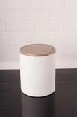 Mermer Desenli Sallanır Kapak Yuvarlak Banyo Çöp Kovası 6 lt, Mutfak Tezgah Üstü Çöp Kovası - 2