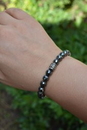 STONEAGE Faset Kesilmiş Hematit Gri Unisex Bileklik Hem Bay Hem B thumbnail 2