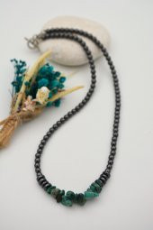 STONEAGE Gerçek Afrika Turkuazı ve Hematit Taşlı T Kilit Şifa Kolye thumbnail 1