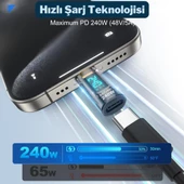 Coofbe Dijital Ekranlı 40Gpbs 240W Type-C to Type-C Dönüştürücü 8K 60Hz Type-C HDMİ Şarj Data HDMİ Çevirici - 4