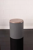 Mermer Desenli Sallanır Kapak Yuvarlak Banyo Çöp Kovası 6 lt, Mutfak Tezgah Üstü Çöp Kovası - 4