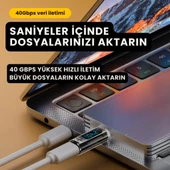 Coofbe Dijital Ekranlı 40Gpbs 240W Type-C to Type-C Dönüştürücü 8K 60Hz Type-C HDMİ Şarj Data HDMİ Çevirici - 2