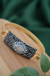 STONEAGE Gerçek İncili ve Zirkon Taşlı El Yapımı Özel Tasarım Bileklik thumbnail 1