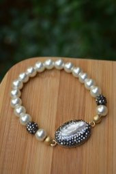 STONEAGE Gerçek İncili El Yapımı Kadın Bileklik Bedensiz Lastikli thumbnail 2