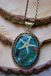 STONEAGE Gerçek Deniz Yıldızı Büyük Boy Tasarım Bayan Kolye thumbnail 2