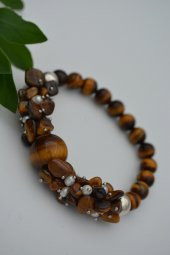 STONEAGE Gerçek İmci ve Kaplan Gözü Taşlı Kadın Bileklik thumbnail 3