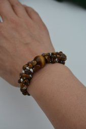 STONEAGE Gerçek İmci ve Kaplan Gözü Taşlı Kadın Bileklik thumbnail 6