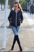 Günlük Şık Kapüşonlu Kısa Kışlık Kadın Şişme Mont - 2