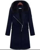 Kürklü Kadın Kaşmir Şık Kaşe Kaban thumbnail 2