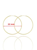 22 mm Düz Taşsız Klasik Günlük 14 Ayar Altın Halka Küpe thumbnail 4