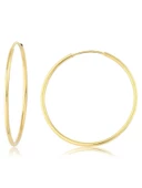 22 mm Düz Taşsız Klasik Günlük 14 Ayar Altın Halka Küpe thumbnail 1