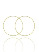 22 mm Düz Taşsız Klasik Günlük 14 Ayar Altın Halka Küpe thumbnail 2