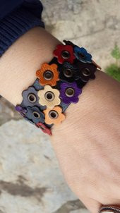 STONEAGE Gerçek Deri Bayan Bileklik Papatyalı - 1