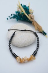 STONEAGE Gerçek Sedef ve Hematit taşlı Metalsiz Şifa Bilekliği thumbnail 3