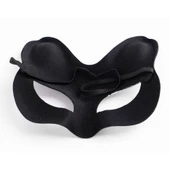 Siyah Süet Gümüş Mavi Simli Kedi Maskesi - 2