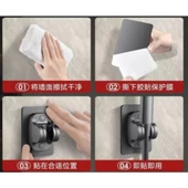 Yapışkanlı Duş Başlığı Tutucu Ayarlı Siyah - 3