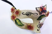 Kelebek ve Çiçek İşlemeli Venedik Maskesi Kırmızı Renk 10x18 cm - 3