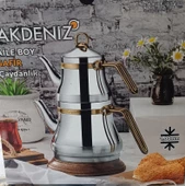 Evmutfak Akdeniz aile boy kelepçeli model paslanmaz çelik çaydanlık - 1