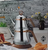 Evmutfak Akdeniz bakır renk saplı kelepçeli aile boy çaydanlık paslanmaz çelik - 1