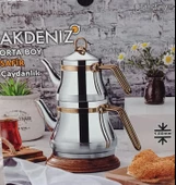 Evmutfak Akdeniz orta boy Gold saplı kelepçeli çaydanlık - 1