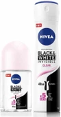 NIVEA Kadın Sprey Deodorant Black&White Clear 150ml ve Mini Roll-on Black&White Clear - 1