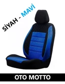 OTO MOTTO Oto Koltuk Kılıfı Ön ve Arka Tam Set - Siyah Mavi thumbnail 3