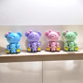 4 ADET MAKARON YAVRULU AYICIK BİBLO DEKORATİF BİBLO NOEL SÜSLERİ YILBAŞI HEDİYELERİ VİTRİN DEKOR - 1