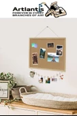 Dekoratif Mantar Pano Ahşap Çerçeve 60x90 cm 1 Adet Harita Çivisi Hediyeli Duvara Monte Mantar Çerçeve Evde Okulda Büro - 2
