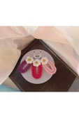 Papatya Çiçek Mor Fuşya Pembe 3 lü Kombin Çıtçıt Toka Seti,El Örgüsü Toka Fuşya Tek Ebat thumbnail 2