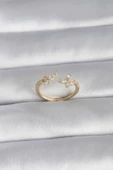 Pirinç Gold Renk Zirkon Taşlı Kelebek Model Kadın Yüzük - TJ-BYK3008 - 1