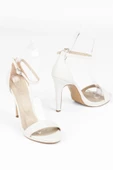 Beyaz Platform Topuklu Tek Bantlı Ayakkabı - Pirlx thumbnail 2