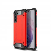 KNY Samsung Galaxy S21 FE Kılıf Çift Katmanlı Armour Case Kırmızı - 1
