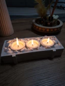 Tabaklı Beton Mumluk Tealight Dahil - 1