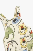 Koton Erkek Bebek Askılı Uzun Tulum Salopet Hayvanlar Baskı Detaylı Şardonlu - 3