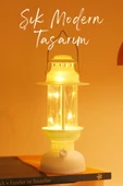 Led Mum Kamp Lambası 1 Adet - Tipi Pil Dahil Dumansız Alev Ledli Dekoratif Dekor Işığı Beyaz PT437 - 7