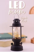 Led Mum Kamp Lambası 1 Adet - Tipi Pil Dahil Dumansız Alev Ledli Dekoratif Mum Dekor Işığı Siyah PT437 - 6