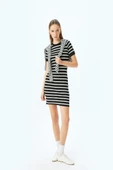 Koton Bisiklet Yaka Kısa Kollu Fitilli Mini Bodycon Elbise - 1