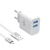 LinkTech C203 Çift USB Çıkışlı Micro USB Kablolu 10W 2.1A Şarj Aleti Beyaz - 1