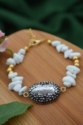 STONEAGE İnci ve Kuvars Doğal Taşlı El Yapımı Tasarım Bileklik thumbnail 5