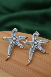 STONEAGE İncili Deniz Yıldızı Küpe Madeni Bronz thumbnail 2