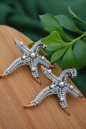 STONEAGE İncili Deniz Yıldızı Küpe Madeni Bronz thumbnail 4