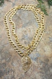 STONEAGE JEWELLERY Altın Kaplama Yaprak Uzun Bayan Kolye - 2